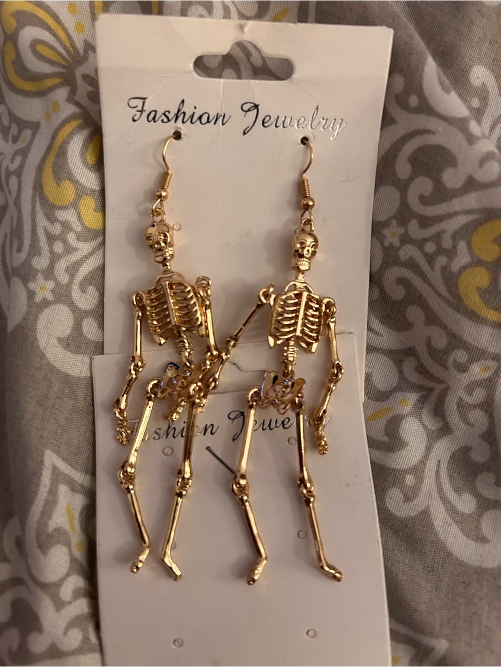 Gold Skeleton Dangle Earrings - Fashion Jewelry